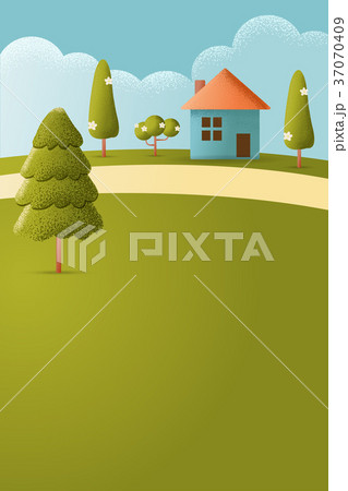 House on hill Vector texture style illustration. House on hill Vector texture style illustration. 37070409