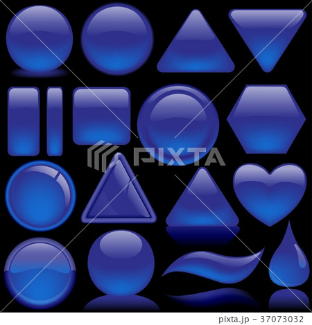 Blue Glass Buttons Set Blue Glass Buttons Set 37073032
