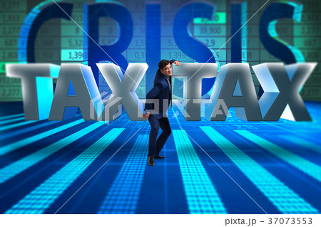 Businessman in high taxes concept 37073553