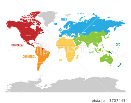 Map of world football, or soccer, confederations - Map of world football, or soccer, confederations - 37074454
