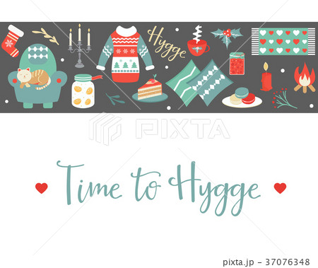 Hygge background with cozy things and elements. 37076348