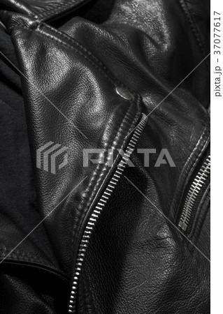 black leather jacket close up 37077617