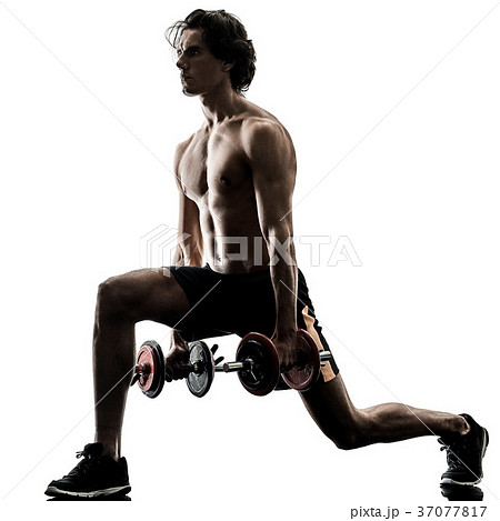 man fitness weitghs training exercises isolated 37077817