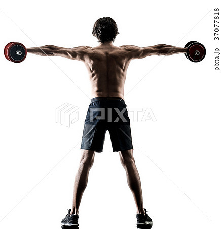 man fitness weitghs training exercises isolated 37077818