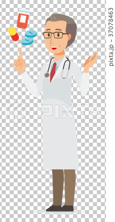 一位白大褂的中年男醫生解釋醫學 37078463