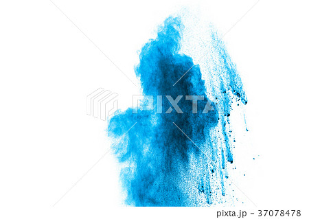Abstract blue dust explosion on  white background 37078478