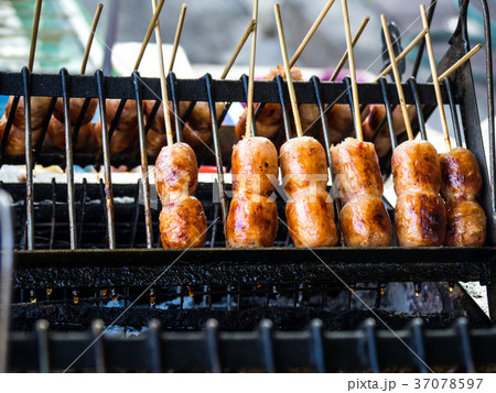 Thai sausage (Sai Krok Isan), made from mince pork Thai sausage (Sai Krok Isan), made from mince pork 37078597