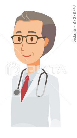 白衣を着た中年の男性医者が斜めを向いている 白衣を着た中年の男性医者が斜めを向いている 37078747