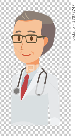 白色的中年男性醫生對角地轉動 37078747