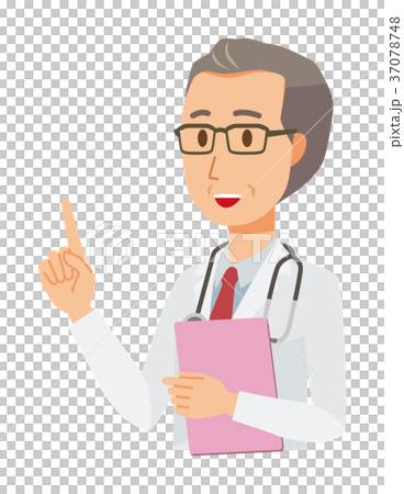 一件白色外套的一位中年男性醫生指向與文件 一件白色外套的一位中年男性醫生指向與文件 37078748