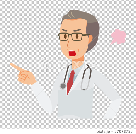白衣を着た中年の男性医者が怒って指を指している 白衣を着た中年の男性医者が怒って指を指している 37078753