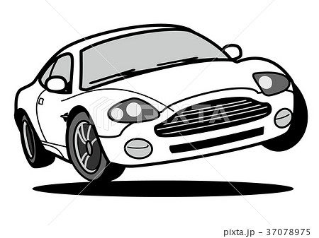 ブリティッシュクーペ 白色 自動車イラスト ジャンプ ブリティッシュクーペ 白色 自動車イラスト ジャンプ 37078975