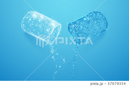 Abstract opened capsule form lines and triangles Abstract opened capsule form lines and triangles 37079354