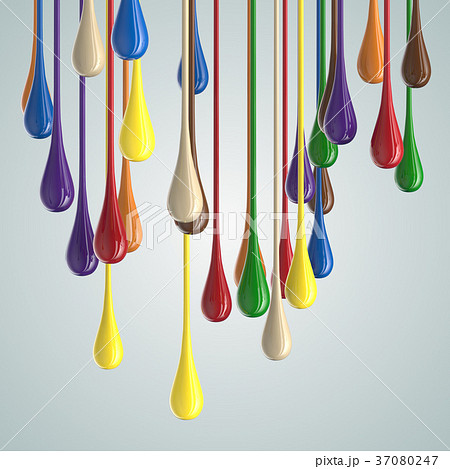 3D color glossy paint drop blobs 37080247