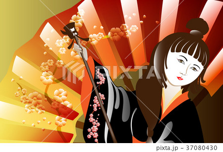 Portrait of a woman in a kimono against the 37080430