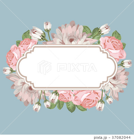 Floral card template with empty frame Floral card template with empty frame 37082044