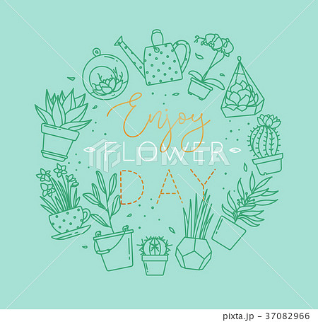 Monogram pots with plants enjoy flower turquoise 37082966