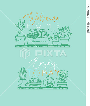 Shelf with flowers welcome home turquoise 37082972