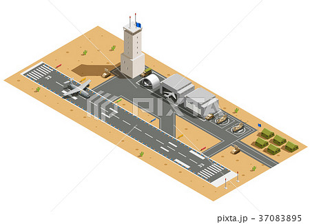 Military Air Base Isometric Composition 37083895