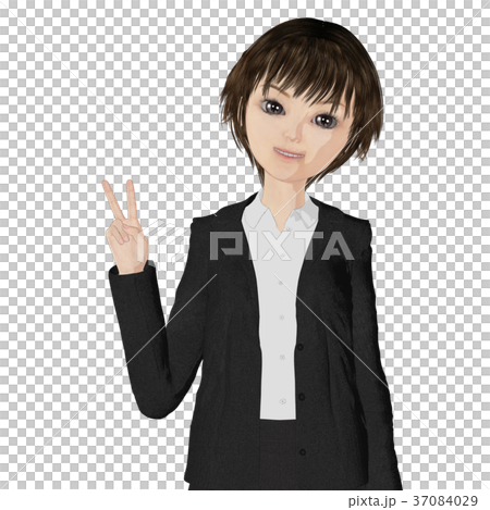 Business suit women perming 2DCG illustrations material Business suit women perming 2DCG illustrations material 37084029