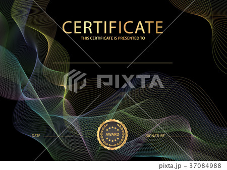 Certificate with black background. Design template Certificate with black background. Design template 37084988