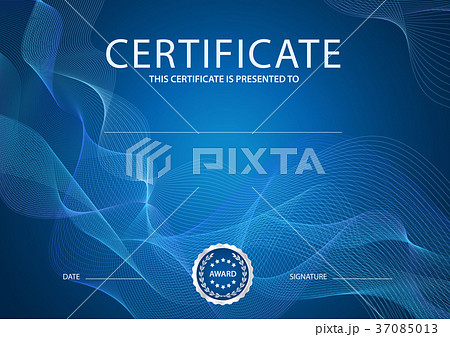 Certificate with blue background. Design template Certificate with blue background. Design template 37085013