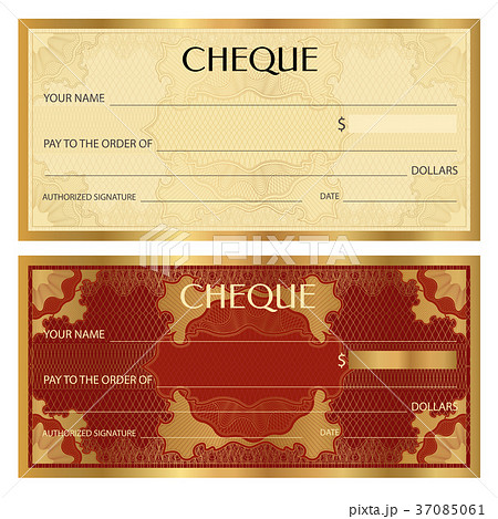 Check (cheque), Chequebook template. Guilloche 37085061