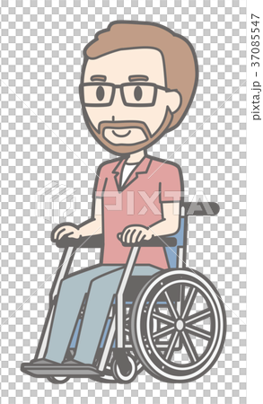 メガネをかけて髭を生やした男性が車いすに座っている メガネをかけて髭を生やした男性が車いすに座っている 37085547