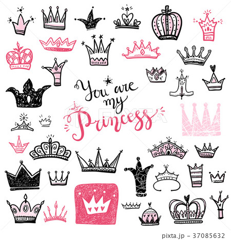 Hand drawn Various crowns set, vector illustration Hand drawn Various crowns set, vector illustration 37085632