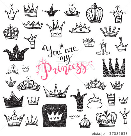 Hand drawn Various crowns set, vector illustration Hand drawn Various crowns set, vector illustration 37085633