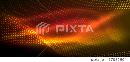 Glowing abstract wave on dark, shiny motion Glowing abstract wave on dark, shiny motion 37085904