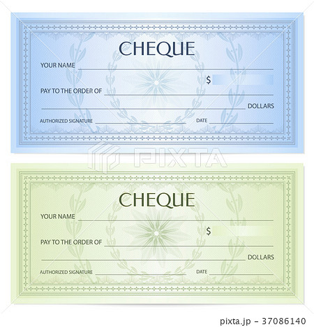 Check (cheque), Chequebook template. Guilloche 37086140