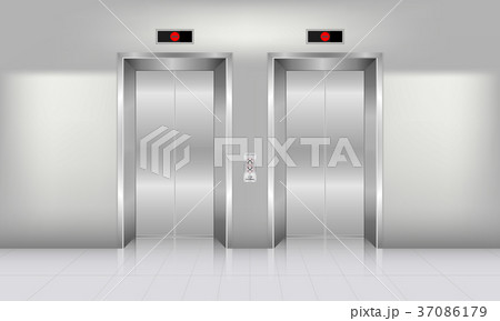 Realistic elevator in office building., Interior 37086179