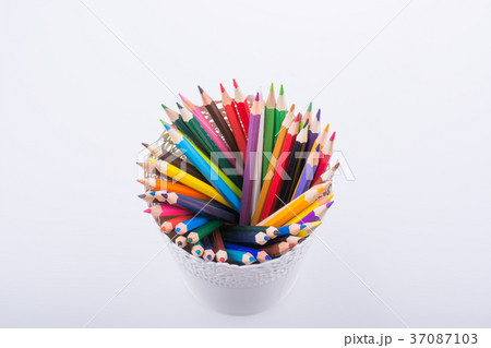 Colorful pencils in a vase 37087103