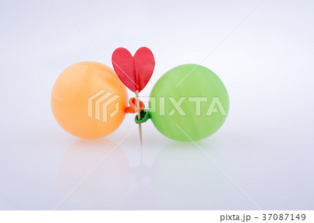 Red heart and colorful small Balloons 37087149
