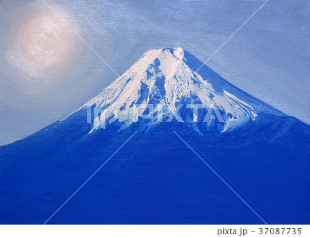 油絵富士吉田からの富士山 37087735