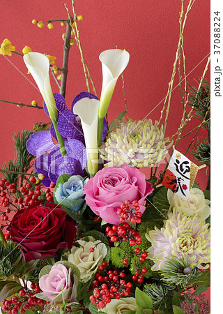 正月飾り フラワーアレンジメント お正月イメージの写真素材 3704