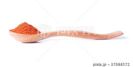 Dried red peppers and flakes on white. Dried red peppers and flakes on white. 37088572