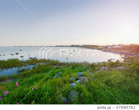 Small fishing port with boats in sea bay in Sweden 37090762