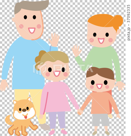 Smiling family and pet smile vector illustration pass Smiling family and pet smile vector illustration pass 37092335