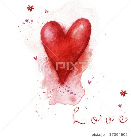 Watercolor red heart.Love heart design.  37094602