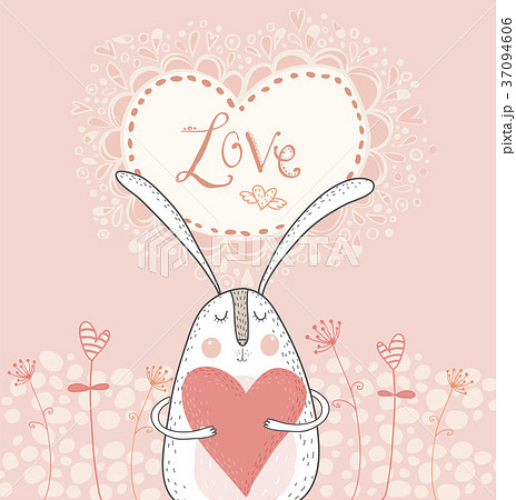 Love bunny with red heart.Love background.  37094606