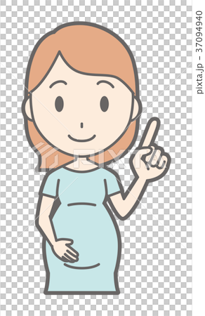 A pregnant woman wearing green clothes is pointing at a finger A pregnant woman wearing green clothes is pointing at a finger 37094940
