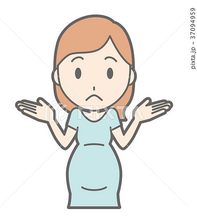 グリーンの服を着た妊婦が肩をすくめている グリーンの服を着た妊婦が肩をすくめている 37094959