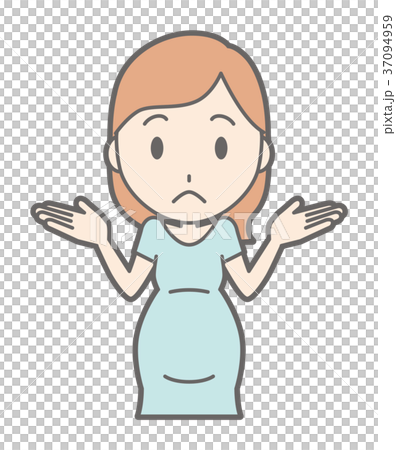 グリーンの服を着た妊婦が肩をすくめている グリーンの服を着た妊婦が肩をすくめている 37094959