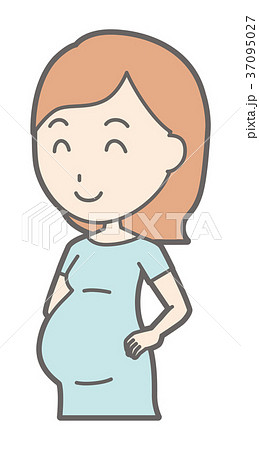 グリーンの服を着た妊婦が微笑んでいる 37095027