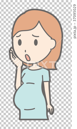 一名身穿綠色衣服的孕婦陷入困境 一名身穿綠色衣服的孕婦陷入困境 37095029