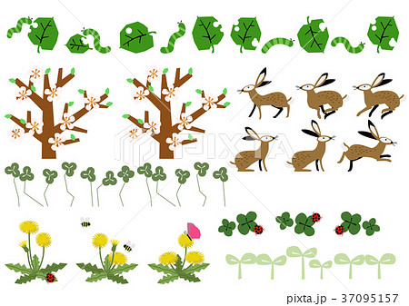 春の素材集 カレンダー用のクリップアート 野兎 のイラスト素材
