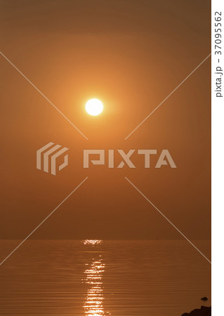 三池港　冬至の夕日、 37095562
