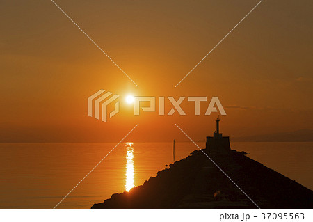 三池港　冬至の夕日、 37095563